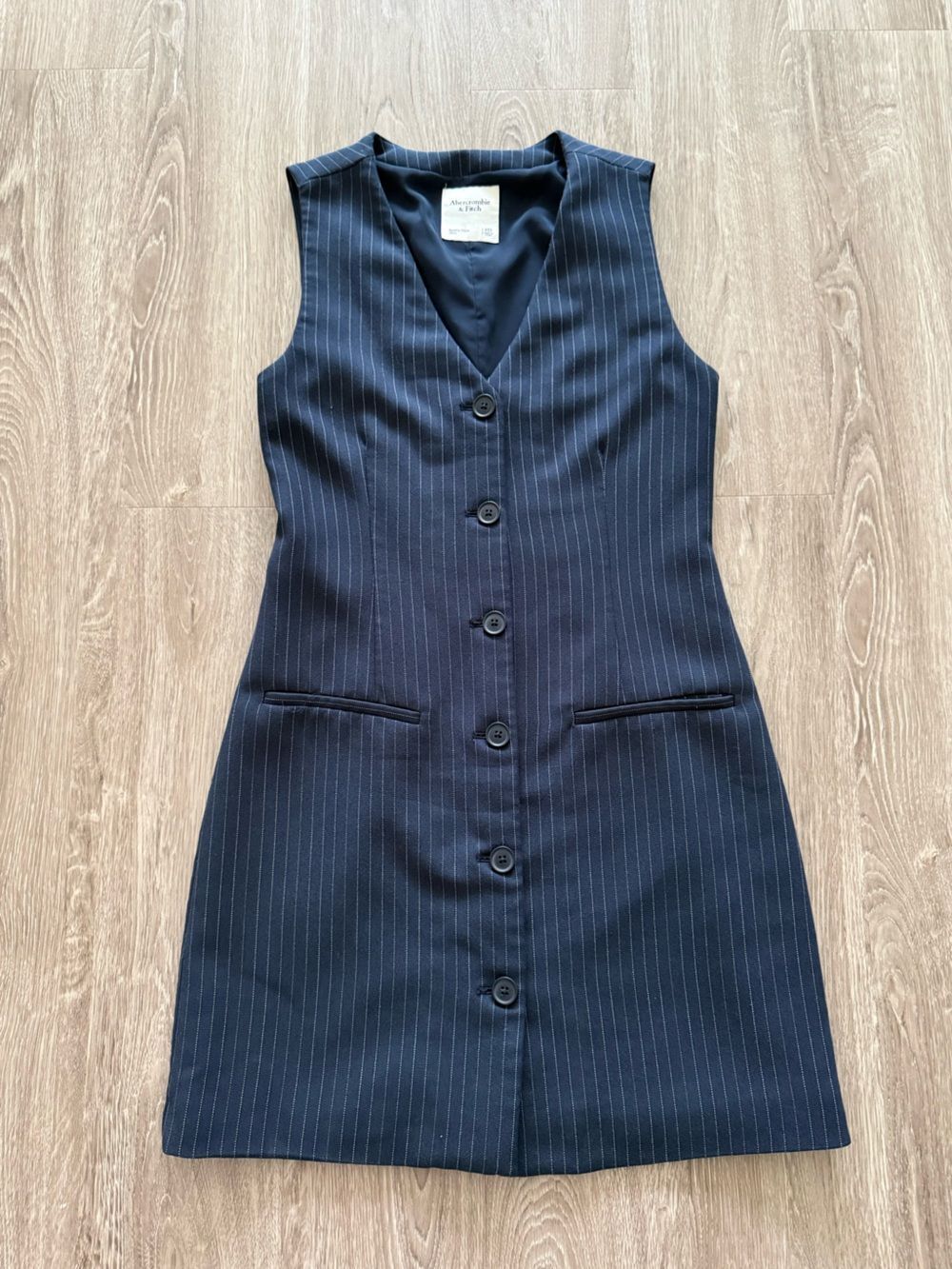 Abercrombie & Fitch Navy Pinstripe Sleeveless Dress